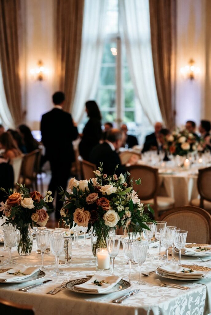 luxury wedding reception soft lighting