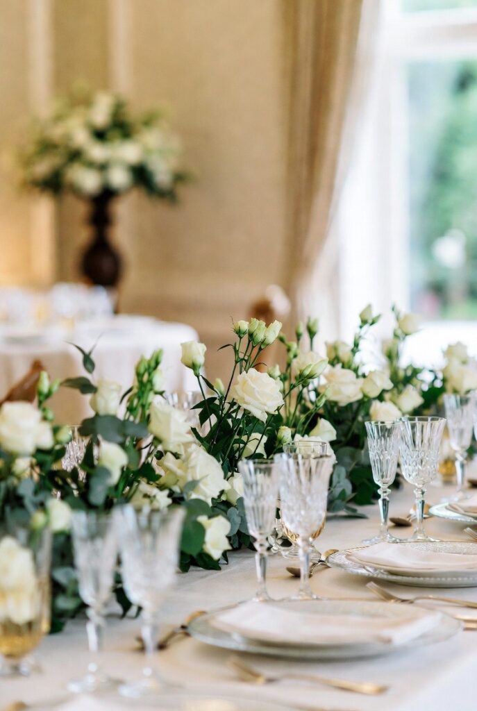elegant wedding floral centerpiece neutral palette