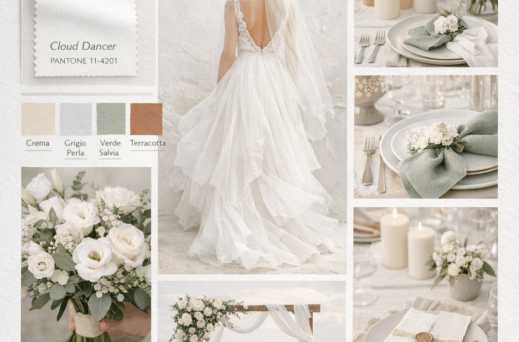 Cloud Dancer: il colore Pantone 2026 per matrimoni eleganti e moderni